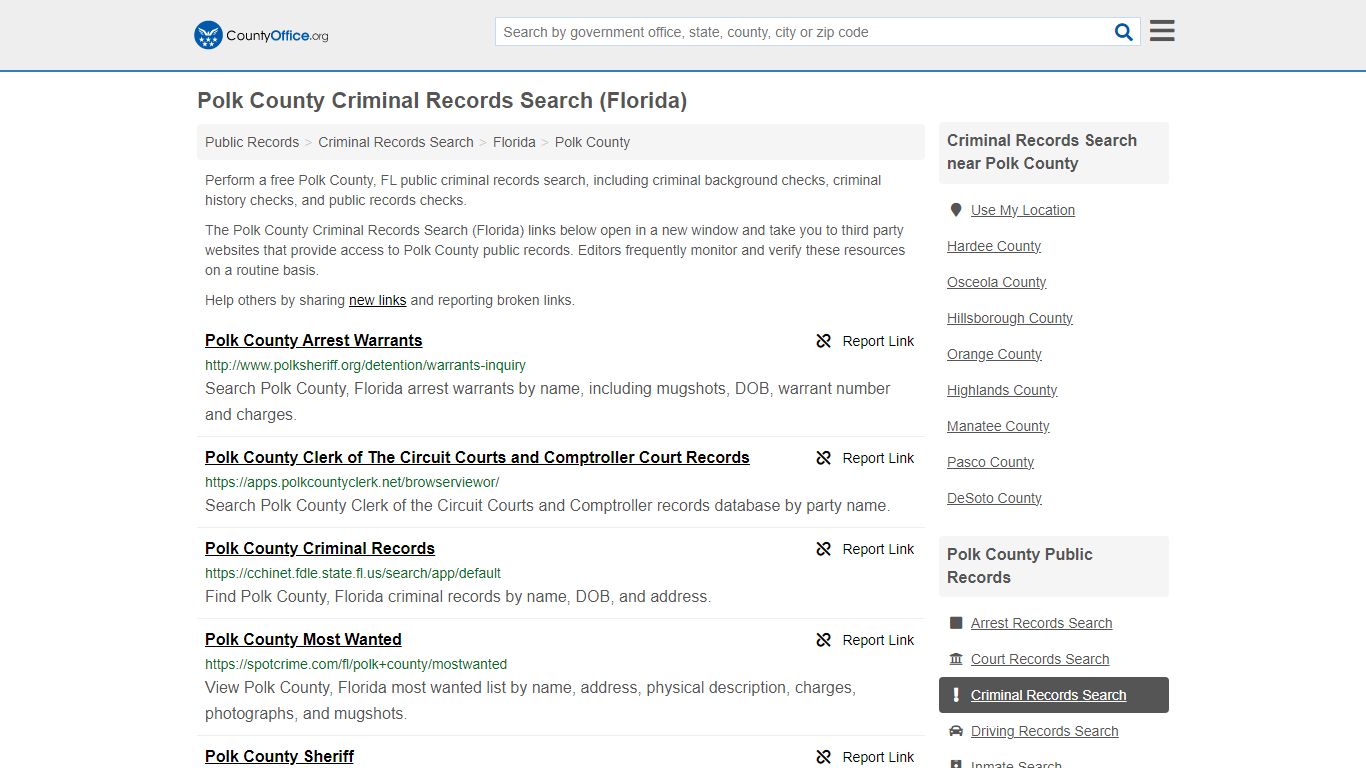 Polk County Criminal Records Search (Florida) - County Office